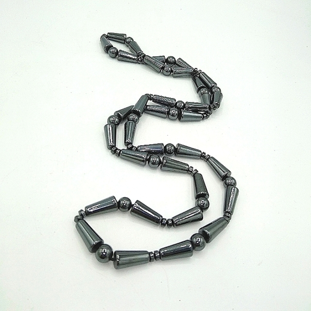 Hematite Stone Bar and Ball Choker Princess Necklace